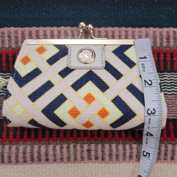 NWT Spartina 449 Harbor Light Island Clasp Coin Purse Wallet Leather Linen - Picture 7 of 7